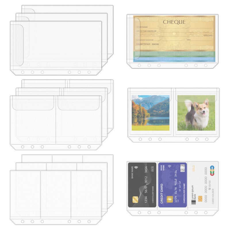 Antner 12PCS A6 Binder Pockets No Zipper Cash Envelopes for A6 6-Ring Binder, Zipless Money Folder Organizer Bill Pouches Business Card Sleeves Notebook Fillers Insert Pages for Cash Stuffing Binder - Image 1
